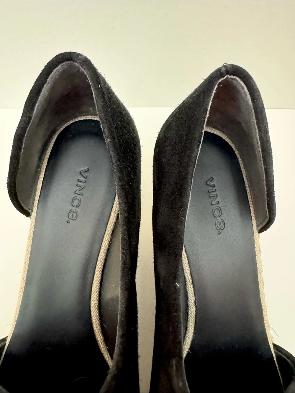 Vince Sonora Black Suede D'Orsay Platform Wedge Espadrille Sandals, Size 41 / 10
